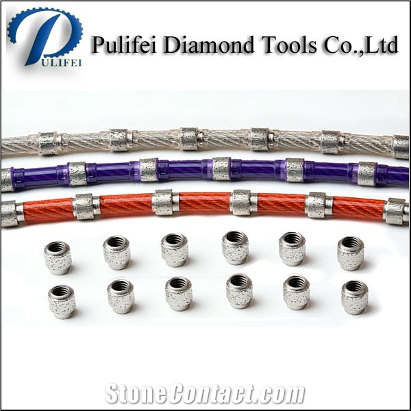 Spring Plastic Rubber Connection Diamond Wire Saw for Granite Quarry Marble Concrete Sawing with Sintered 40 Beads 11.5mm