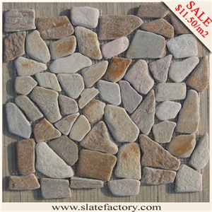 Beige Natural Stone Mosaic Tile, Anhui Beige Slate Mosaic