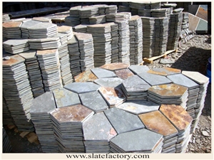 Brown Slate Flagstone, Meshed Paver Stone 7 Pieces Type