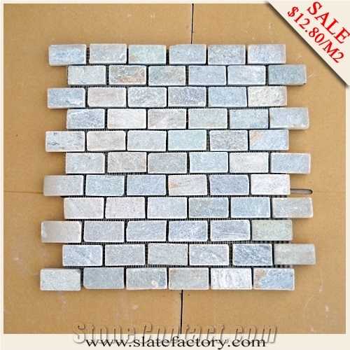 China Golden Slate Classic Tumbled Mosaic Tiles