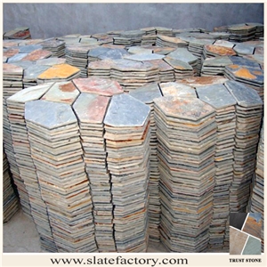 Multicolor Slate Meshed Stone Crazy Paver, Mesh Slate Stone, Meshed Slate Crazy Paveing