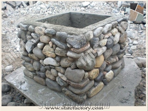 Pebble Stone Decorative Column, Ledger Pebble Decorative Pillar, Ledgestone Decorative Post
