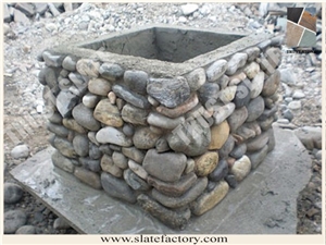 Pebble Stone Decorative Column, Ledger Pebble Decorative Pillar, Ledgestone Decorative Post
