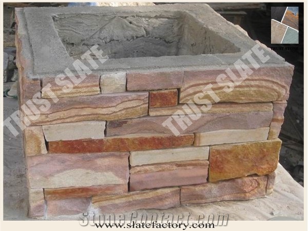 Rainbow Sandstone Decorative Gate Column, Sandstone Decorative Gate Pillar, Sandstone Decorative Gate Post