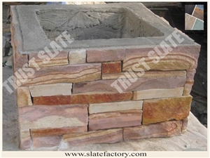 Rainbow Sandstone Decorative Gate Column, Sandstone Decorative Gate Pillar, Sandstone Decorative Gate Post