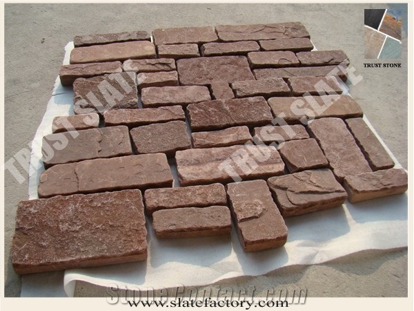 Red Sandstone Loose Stone, Castle Stone, Sandstone Ledgestone, Fieldstone, Stone Veneer, Stacked Stone