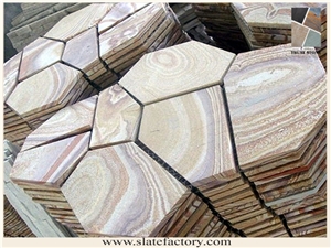 Sandstone Crazy Paving, Mesh Stone Paving, Stone Net Paste, Random Flag Stone, Rainbow Sandstone Flagstone