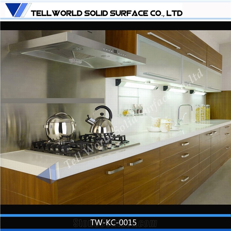 Solid Surface Marble Top Wooden Interior Structure Modern Home Popular Kitchen Counter
