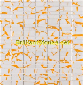 Dotted Orange Crystal White Mosaic