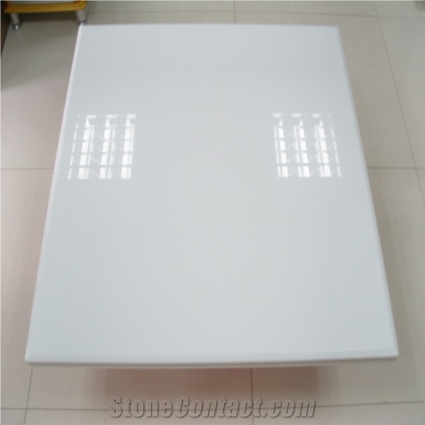 Pure White Crystallized Stone Slabs Flooring Design