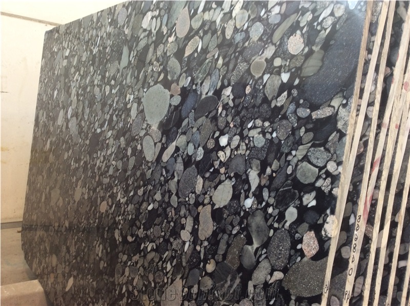 Black Mosaic Granite Slabs
