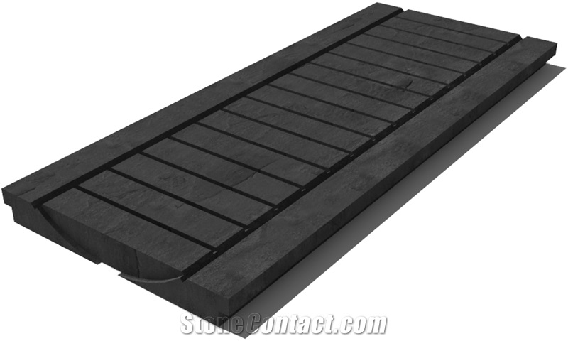 Black Slate Drain Grate 610x250x30 mm, Prof. 0B, Sandblasted