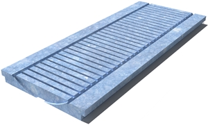 Blue Naxos Drain Grate 610x250x30 mm, Prof. 0D, Sandblasted