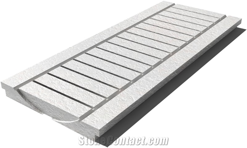 Royal White Drain Grate 610x250x30 mm, Prof. 0B, Sandblasted