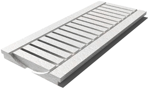 Royal White Drain Grate 610x250x30 mm, Prof. 0C, Sandblasted