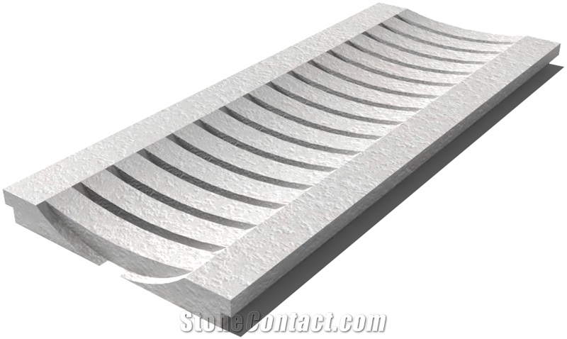 Royal White Drain Grate 610x250x30 mm, Prof. 1C, Sandblasted