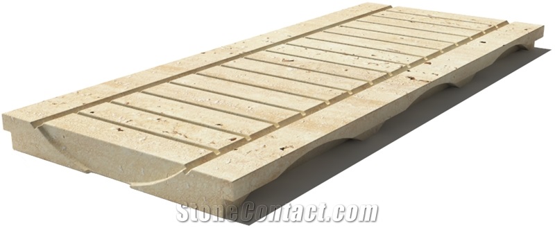 Travertine Drain Grate 610x250x30 mm, Prof. 0BU, Sandblasted
