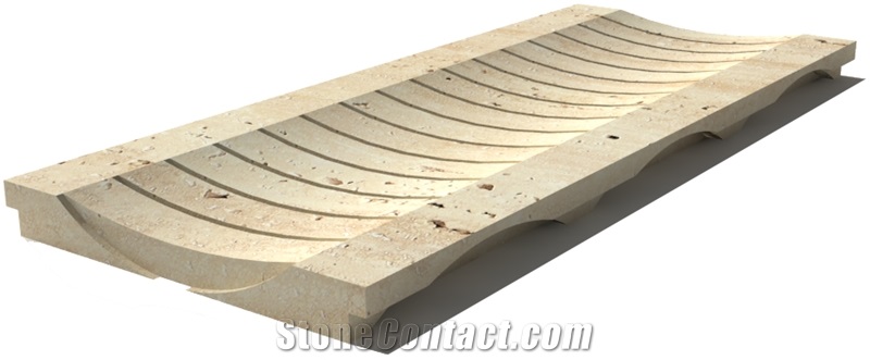 Travertine Drain Grate 610x250x30 mm, Prof. 1BU, Sandblasted