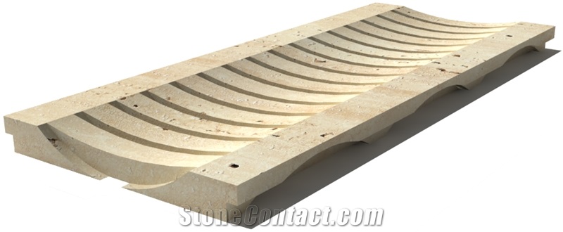 Travertine Drain Grate 610x250x30 mm, Prof. 1CU, Sandblasted