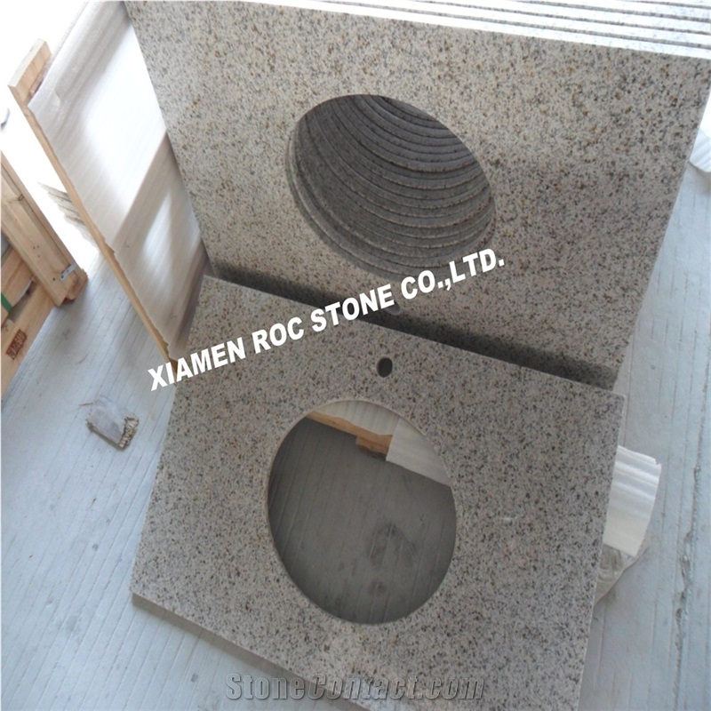 New G682 Vanity Top,Sunset Gold Yellow Granite Bath Top,Sandy Gold Bathroom Top,Rusty Yellow Bath Design,Ming Gold Bathroom Countertop,Golden Sand Bath Custom Vanity Tops,Bathroom Design