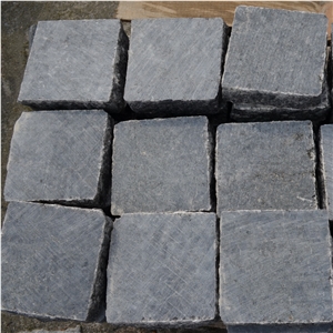 Black Labradorite Pavers with a Stab Edges, Volga Blue Granite Cube Stone & Pavers