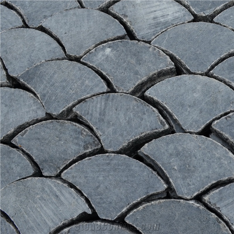 Black Labradorite Pavers with a Stab Edges, Volga Blue Granite Cube Stone & Pavers