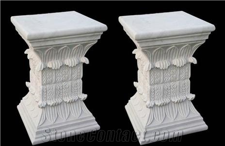 China Crystal White Marble Column Base