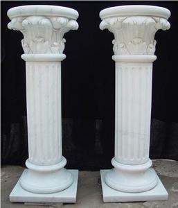 China Crystal White Marble Column Base