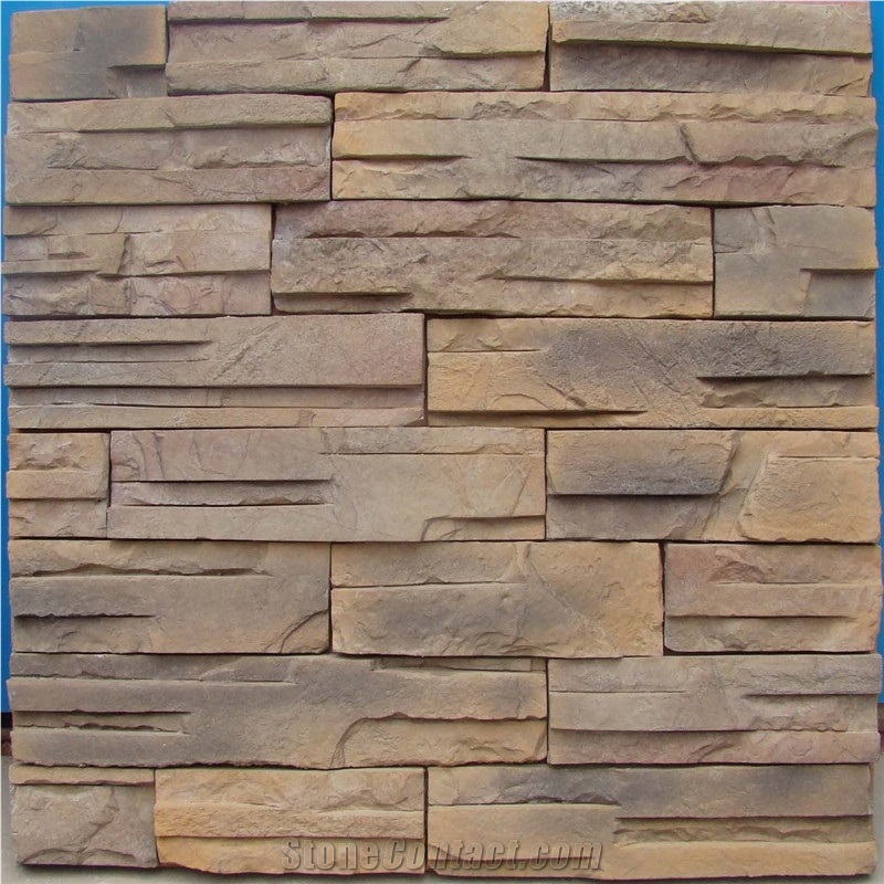Yellow Natural Slate Cultured Stone Walling Cladding Veneers Panels