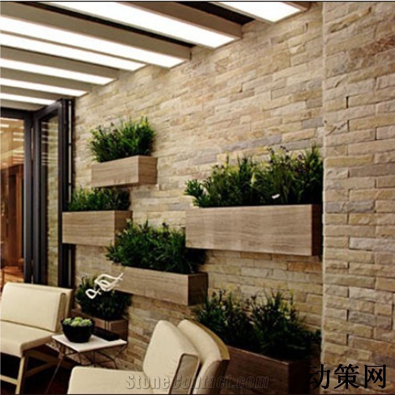 Yellow Natural Slate Cultured Stone Walling Cladding Veneers Panels
