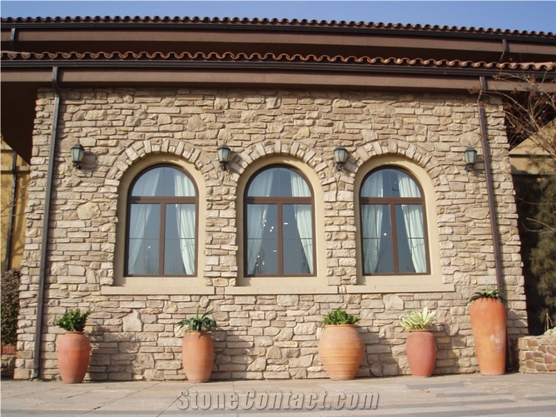 Yellow Natural Slate Cultured Stone Walling Cladding Veneers Panels