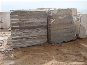 Persian Silver Travertine Block, Iran Grey Travertine