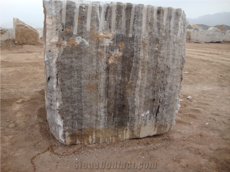 Persian Silver Travertine Block, Iran Grey Travertine