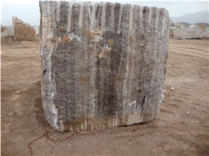 Persian Silver Travertine Block, Iran Grey Travertine