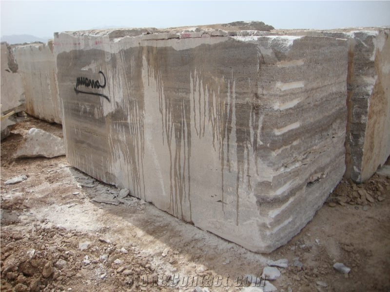 Persian Silver Travertine Block, Iran Grey Travertine
