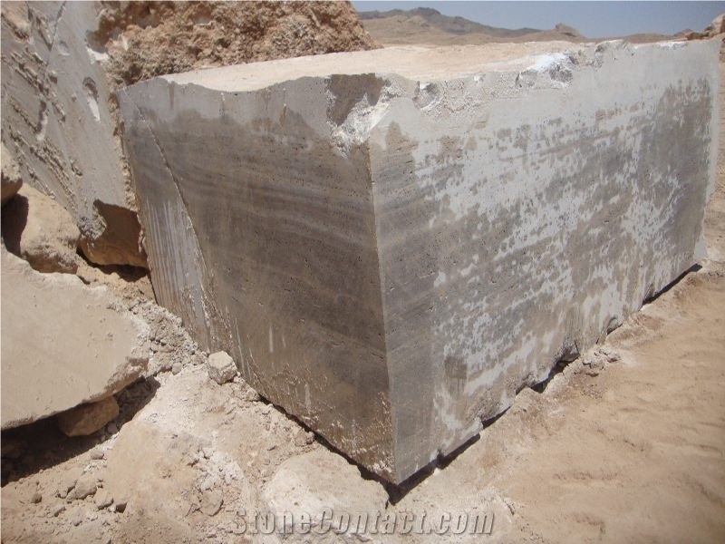 Persian Silver Travertine Block, Iran Grey Travertine