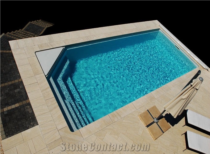 Mediterranean Limestone - Muschelkalkstein Pool Pavers, Pool Coping