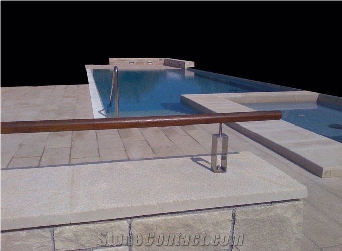 Mediterranean Limestone - Muschelkalkstein Pool Pavers, Pool Coping