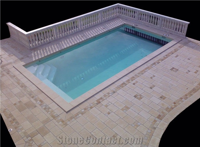 Mediterranean Limestone - Muschelkalkstein Pool Pavers, Pool Coping