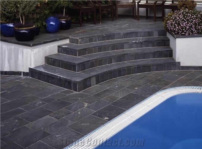 Murtal Grau Blau Marble Pool Coping, Pool Terace