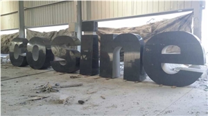 Black G654 Granite Carved English Letter Company Name Brand Logo Sculpture Status for Exterior