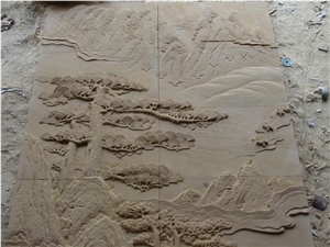 China Yellow Sandstone Tree Sculptures,Garden Sculptures,Animal Sculptures and Relief