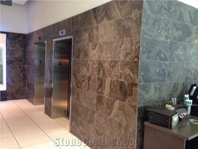 Dark Brown Eramosa Limestone,Eramosa Tobacco Brown Wiarton Limestone,Eramosa and Riada Limestone Tiles & Slabs, Wiarton Dark Fleuri Limestone