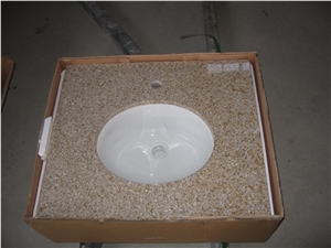 G682 Sunset Gold Granite Simple Style Vanity Tops for Bathroom / Customized Vanity Tops