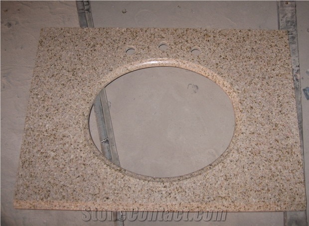 G682 Sunset Gold Granite Simple Style Vanity Tops for Bathroom / Customized Vanity Tops