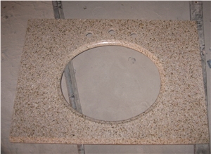 G682 Sunset Gold Granite Simple Style Vanity Tops for Bathroom / Customized Vanity Tops