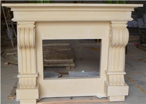Natural Beige Sandstone Carved Simple Style Fireplace Frame Mantel for Hotel Villa House Natural Beige Sandstone Carved Simple Style Fireplace Frame Mantel for Hotel Villa House