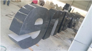 Natural Black G654 Granite Carved Letter Company Name Logo Engraving Sculpture for Exterior Company Name Standing