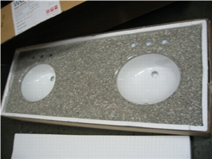 Natural Pink G681 Granite Double Sinks Bathroom Vanity Tops / Counter Tops / Wash Tops