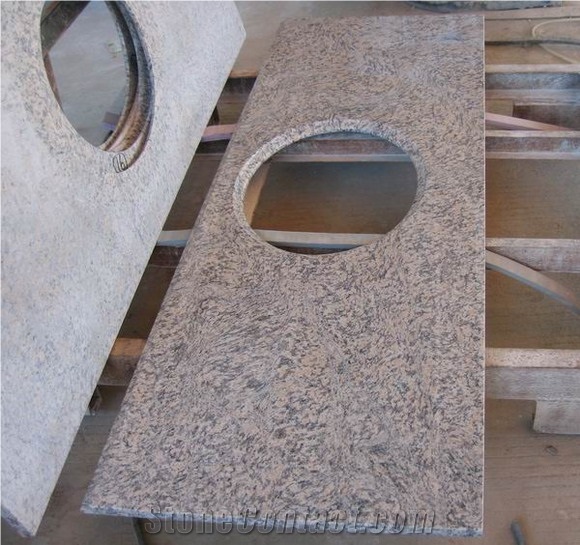 Tiger Skin Red Granite Single Basin Bathroom Vanity Tops / Bathroom Countertops